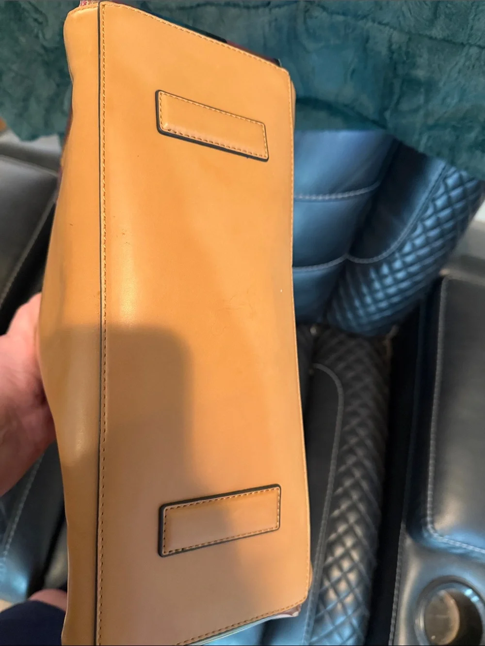 Vince Camuto Tan Leather Accent Clear Tote Bag with Round Handles